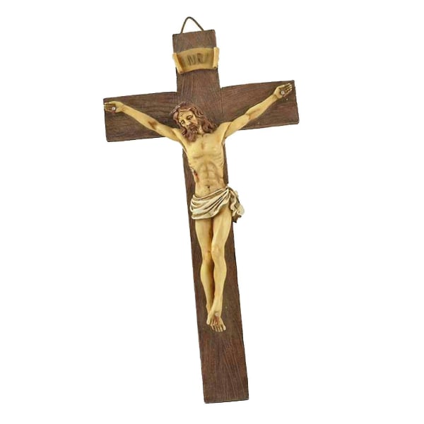 Hartskrucifix Jesus Kristus på stativet Korsfigur för hemkapellprydnad