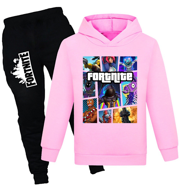 Ungdomspullover Outfit Hoodie och Sweatpants Suit Spelgrafik 2-delad Mode Sweatshirt Set för Pojkar Flickor K 150CM