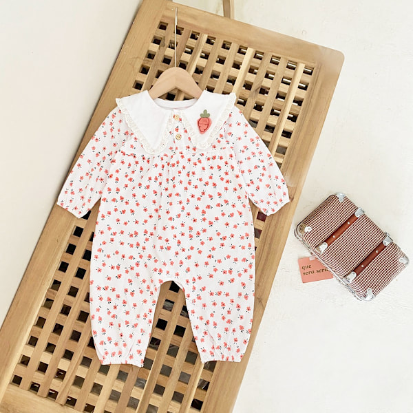 Sanlutoz Babyflicka Prinsessklänning Långärmad Söt Blommig Jumpsuit Höstkläder BRW1153-PK 18-24M