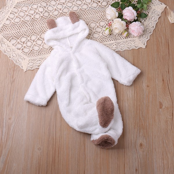 Humor Bear Baby Rompers Langærmet Tegneserie Stil Spædbarn Jumpsuits Toddler Baby Tøj Efterår Vinter BA019 white 6-9M