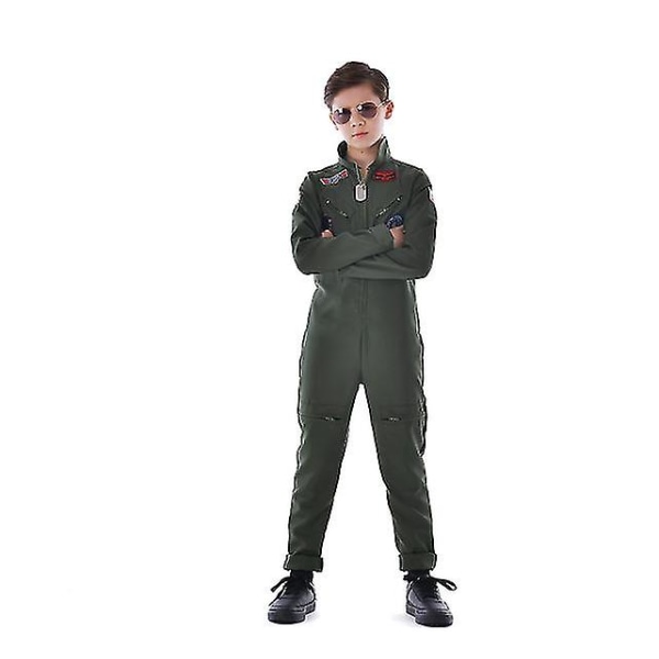 Retro Movie Top Gun Cosplay Military Pilot Costume For Kids American Airforce Uniform Boys L