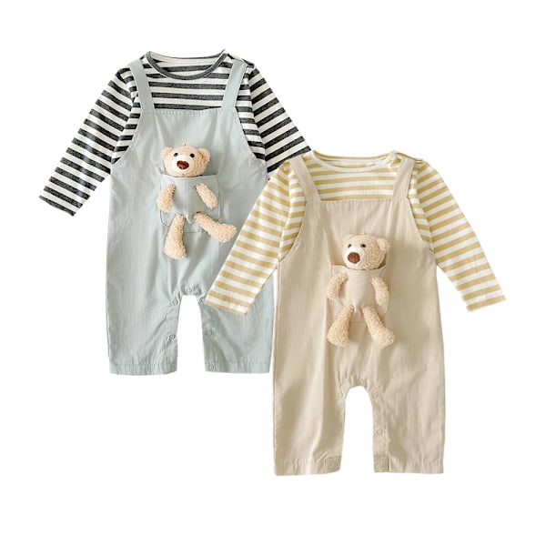 Sanlutoz Babykläder för Pojkar och Flickor, Långärmad Söta Jumpsuits med Björnar, Bomullsmaterial, Casual Unisex Jumpsuits för Hösten BRW1164-BL 0-6M