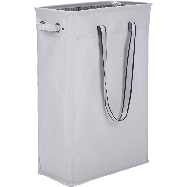 Stofkurv, 60 cm praktisk hængende vasketøjskurv, høj og smal, vandtæt vaskepose med åndbart mesh, betræk, grå