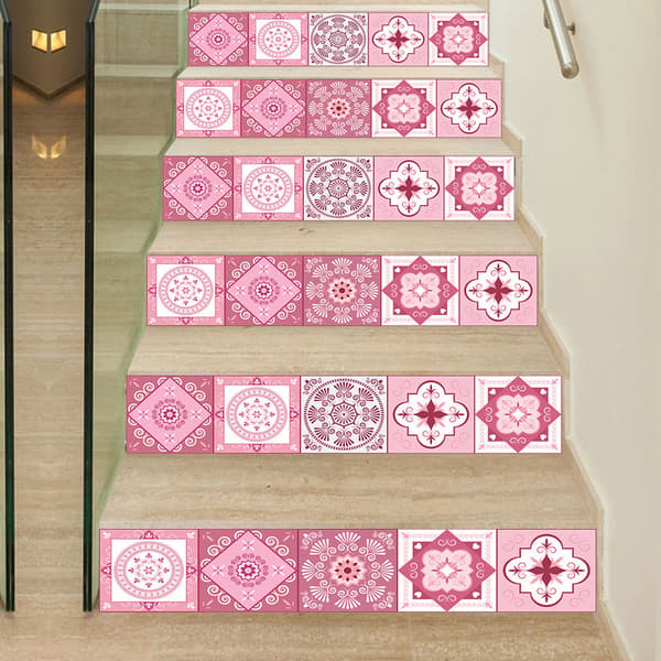 10 STK Selvklebende Fliser Tapet Romantisk Rosa 10 x