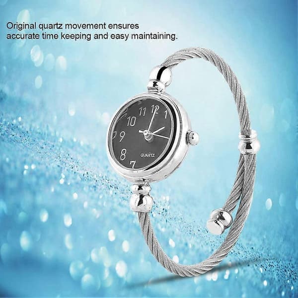Women's Quartz Watches, Analog Round Alloy Strap Open Bangle Wristwatch 2