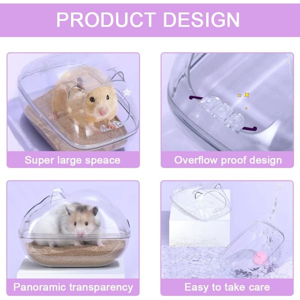 Hamster Sandbad Hamster Sandbadkar Litet Djur Badkar med Sandskyffel för Dvärghamster Marsvin Husdjursbur Tillbehör. (M)