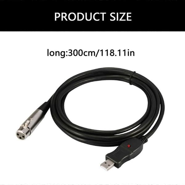 300 cm langt USB til 3-bens adapterkabel han til hun professionel lydindgangsledning til podcasts og livestreaming Multicolor