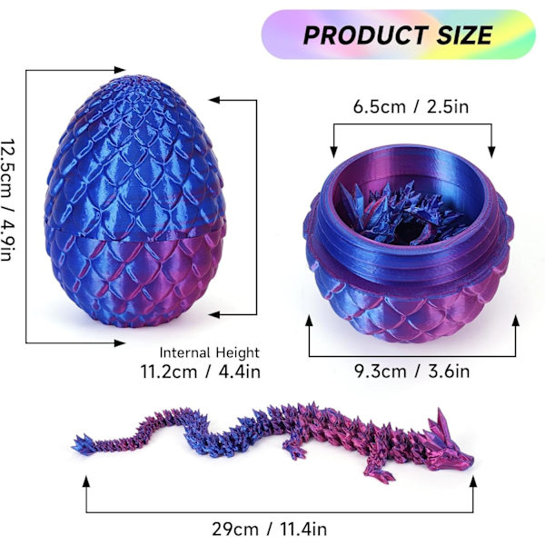 3D-tulostus Lohikäärme Lohikäärmemunalla, Lohikäärmelelut Pääsiäiskoriin, 3D Lohikäärme Dinosauruksen Muna Pöytälelut, Koristeelliset Pääsiäismunien Täytteet Pääsiäislahjat