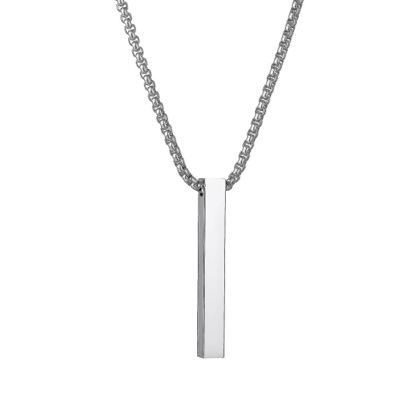 Men Bar Pendant Necklace Stainless Steel Box Chain Pendant Necklace For Men Jewelry Tw