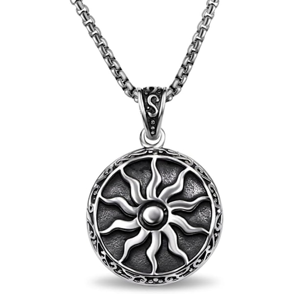 Kreikkalainen koru aurinko tähti amuletti riipus kaulakoru miehille Vintage suojakoru, onnenamuletti ketjulla