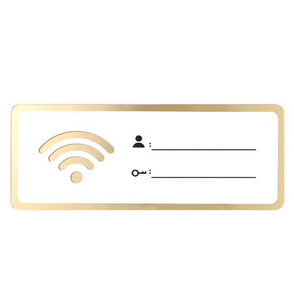 Vit Wi-Fi-lösenordsskylt för gästrum