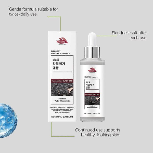 Peel Shot Glow Rice Ampul Duo, Sæt med sort ris og hvid ris, Eksfolierer blidt, Fjerner døde hudceller og hudorme, Sig farvel til ruhed og mat hud 2 Sets