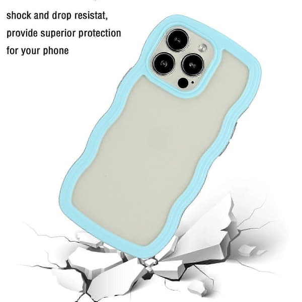 Støtsikkert lilla telefondeksel til iPhone 16 Pro med bølget kantdesign Multicolor Sky Blue