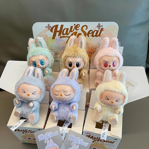 Labubu Heart-beating Macaroon Vinyl Face Sit Party Andra Generationen Blind Box eagerly