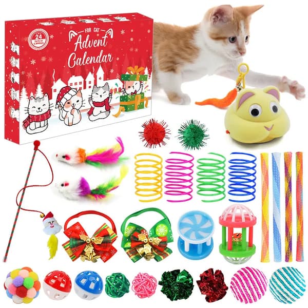 2025 Cat Advent Calendar, 24-Day Christmas Countdown Calendar, Interactive Christmas Cat Toy