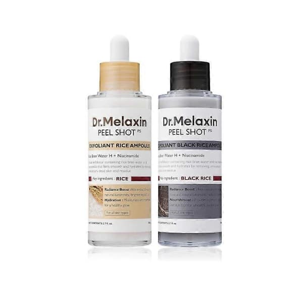 Peel Shot Glow Rice Ampul Duo Hvid ris Sort ris ampul Blid eksfolierende ansigts- og kropsskrubbe Fjernelse af døde hudceller, hudorme til alle 80ml