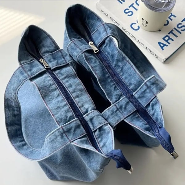 Børne Denim Madpakke Taske Sjove Design Termisk Isoleret Velegnet Størrelse Holdbar Indre Lommer Nem At Rengøre modelo 2