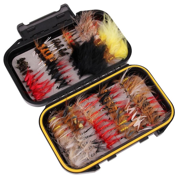 100 stk Fluefiske Fluer Kit Fluefiske lokker med fluefiskeboks for ørret laksebass Style BC