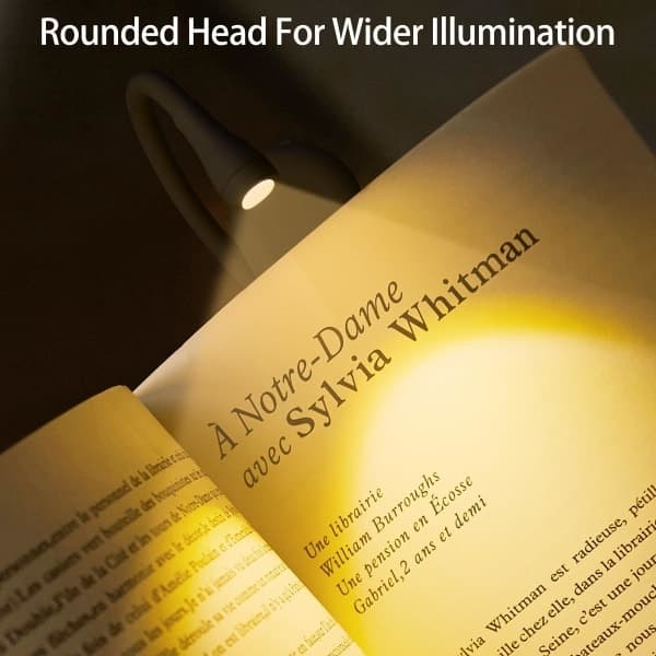 Book Light, Rechargeable Clip-on Reading Light, Adjustable Brightness