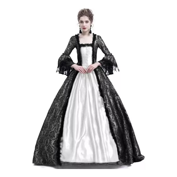 Elegant Klänning för Vuxna, Medeltida Spets Catrina Cosplay Gris 4XG