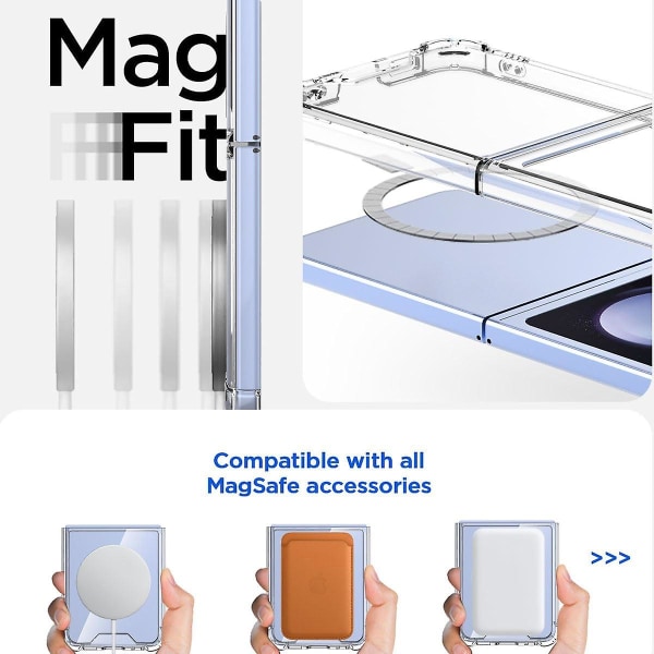 Z Flip 5 Clear Case, magnetisk krystallklart støtsikker deksel for Samsung Galaxy Z Flip 5 kompatibel med Magsafe black