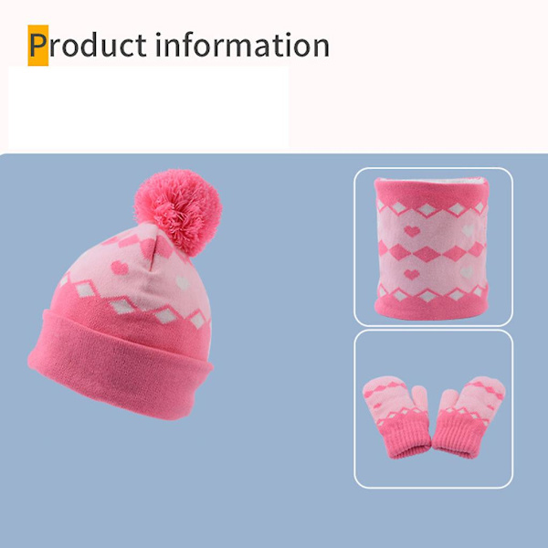 3 deler holdbare termiske innerfløyel barnehatter + skjerf + hansker Blue