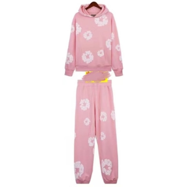 Trendikäs 2024 Vaahtoprintti Löysä Hupullinen Y2K Hip Hop Streetwear Miesten ja Naisten Hupullinen Rentoutunut Yläosa PINK PINK S