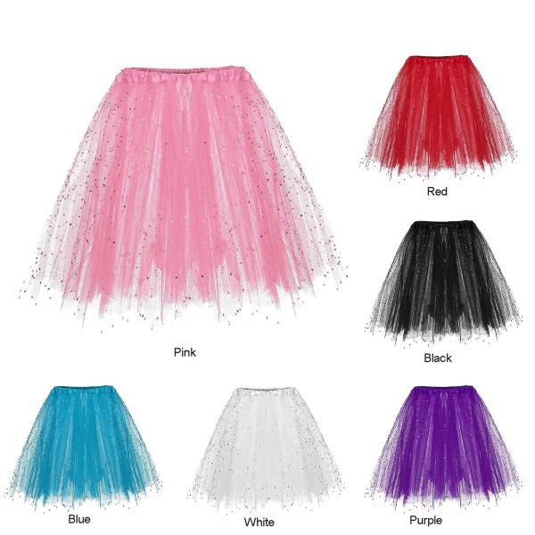 Tutu-kjol för dam Vintage Balett Bubbeldans-kjolar för Cosplay-fest Elastisk tyllkjol i lager Pink