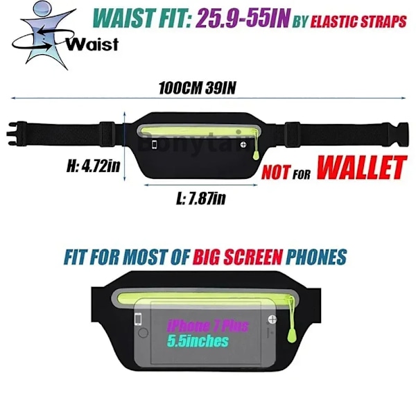 Utomhuslöpning Fitness Ultratunt Mobiltelefon Midjeväska Myntväska 7