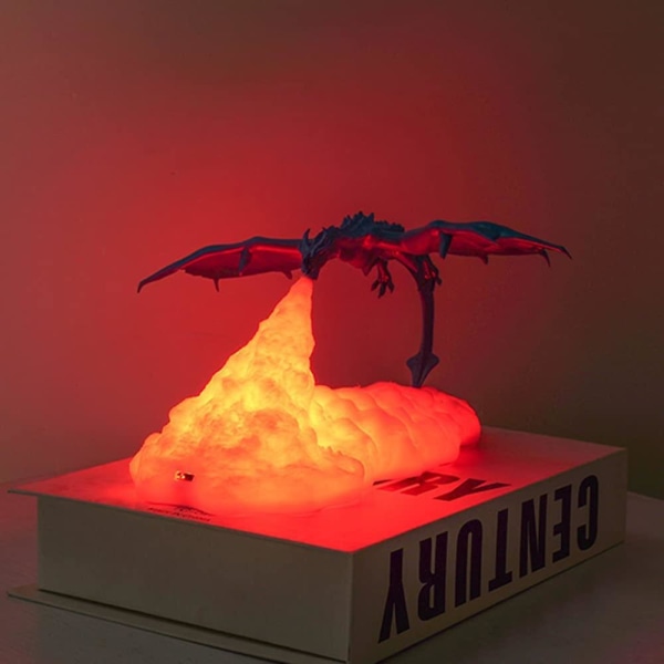 Fire Dragon-lamper, 3d-trykt nattlys for barn, led månelys, usb-dragelampe juledragegaver Red--Fire Dragon