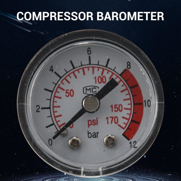 0-12BAR 0-170PSI 10mm Gevind Gas Luftpumpe Trykmåler Kompressor Manometer