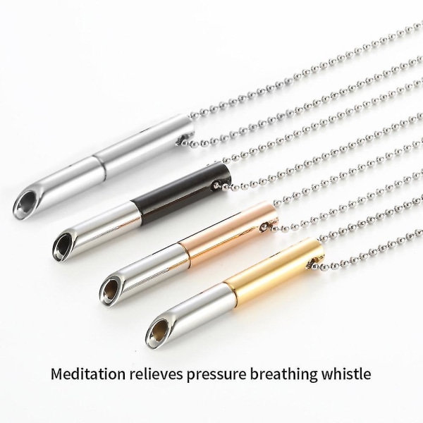 4pcs Anxiety Relief Breathing Necklace, Stainless Steel Anapana Breathing Stress & Anxiety Relief Necklace Stop Smoking Tw