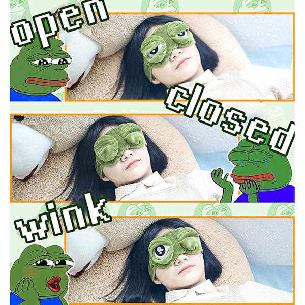 Kreativ 3D Groda Ögonmask med Fluffig Ögonskydd Rolig Present Anim