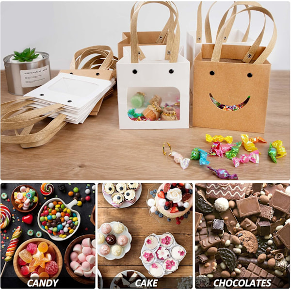 Kraft Gaveæsker, 12 stk. Søde Festartikler Kreativ Cookie Candy Box med Display Vindue til Bryllup Fødselsdag Jubilæum Baby Shower, 12x12cm