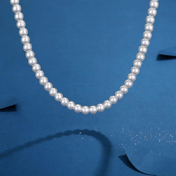 Imitert perle halskjede menn enkel håndlaget streng perle halskjede 2022 ny trend 45Cm Pearl Necklace