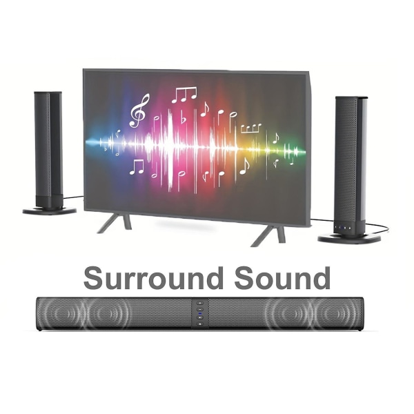 20w löstagbar TV Soundbar Liten Soundbar För Tv,surroundljudsystem Tv Sound Bar-högtalare med Bluetooth/aux-anslutning för PC/spel/projektorer