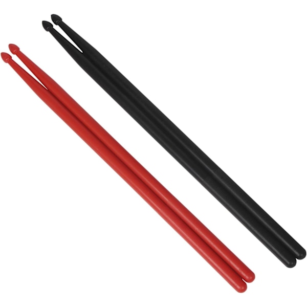 2 Pairs 5A Nylon Drumsticks for Drum Set Lightweight Durable Plastic Exercise Anti-Slip Handles Drum Stick(Red/Black)