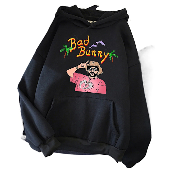 Dame Hoodie - Casual Strandmode med Bad Bunny Blødhed og Kreativitet Blanco XL