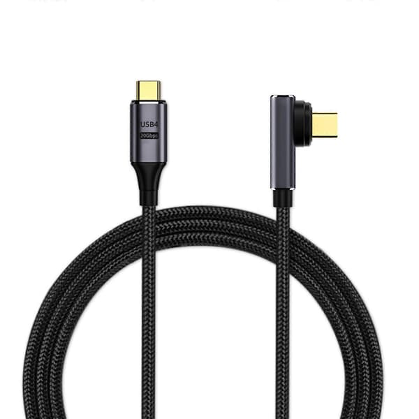 Holdbart USB4-kabel 2 meter 20 Gbps dataoverførselskabel, 100W opladerkabel USB C til USB C PD100w opladerkabel Middle Turn