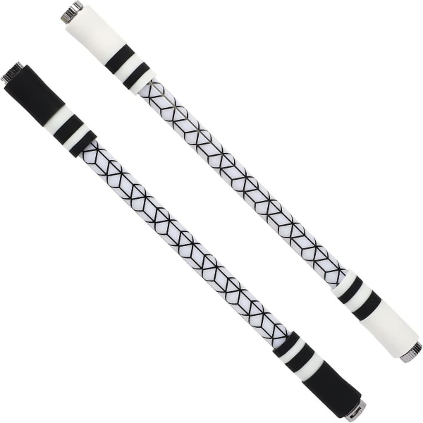 Pakke med 2 Fidget-penne med stribemønster, Penspinning Pen Mod Glow Led (sort, hvid)