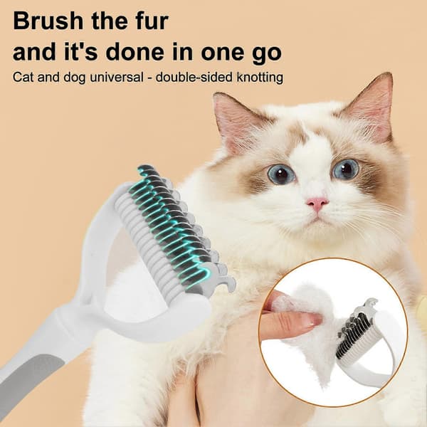Hunde- og katteplejerive - Dobbeltsidet og ergonomisk - til hjemmebrug Grey Large