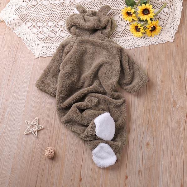 Humor Bear Baby Rompers Langærmet Tegneserie Stil Spædbarn Jumpsuits Toddler Baby Tøj Efterår Vinter BA019 brown 0-3M