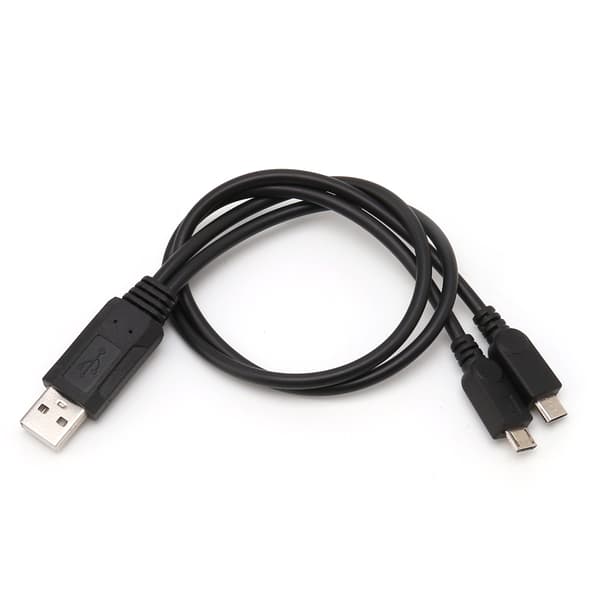 38 cm Bærbar USB Han Universel Micro USB Dobbelt Han Y Adapter Splitter Kabel