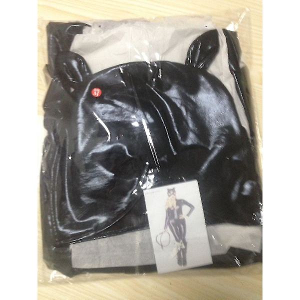 Sexig Wetlook Läder Katt Kvinnor Jumpsuit Med Halv Ansikte Katt Mask Halloween Cosplay Bodysuit Kostymer För Förklädnad Kvinna XL