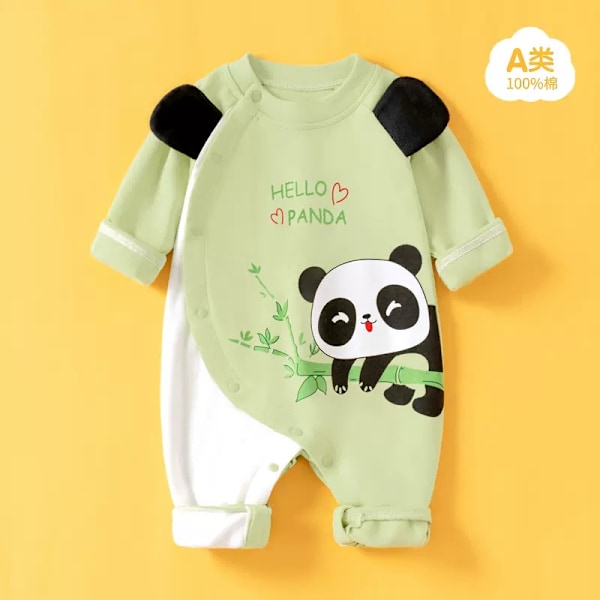 Baby-jumpsuit med lange ermer, ren bomullsbekledning Panda de jardín 73CM