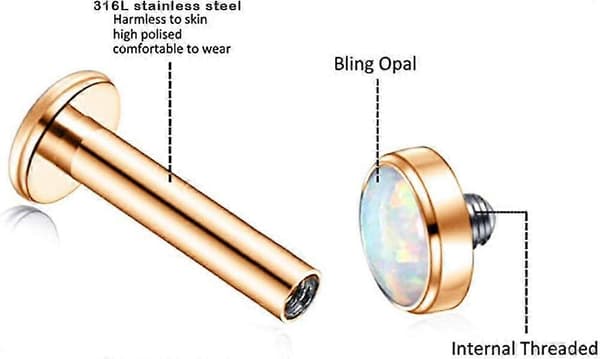 16G 316L rustfritt stål Labret Monroe leppering stud ørebrusk Helix Tragus nesepiercing
