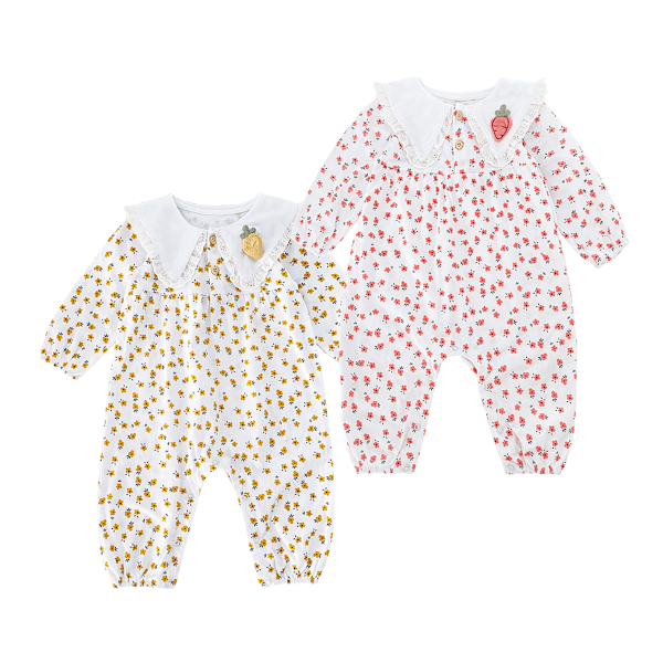 Sanlutoz Babyflicka Prinsessklänning Långärmad Söt Blommig Jumpsuit Höstkläder BRW1153-PK 2-3T