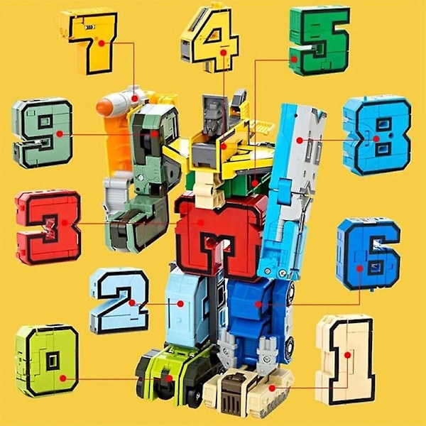Montering Byggklossar Pedagogisk Montering Actionfigur Transformation Nummer Robot Deformation Robot Leksak För Barn 10 st Fjärrkontroll R