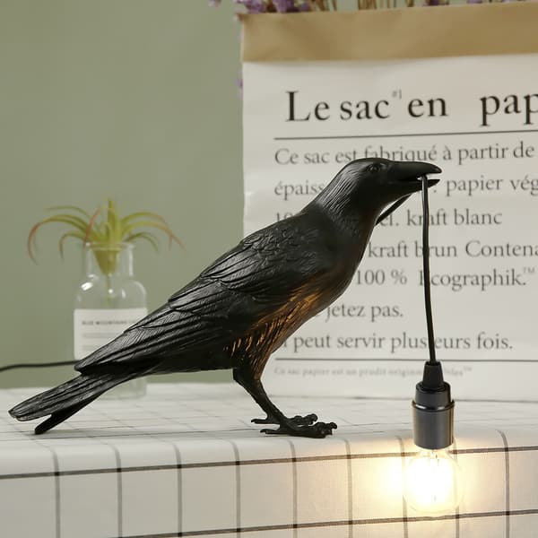 Black Bird Wall Lamp - Modern Creative Wall Sconce with Edison Bulb Black black