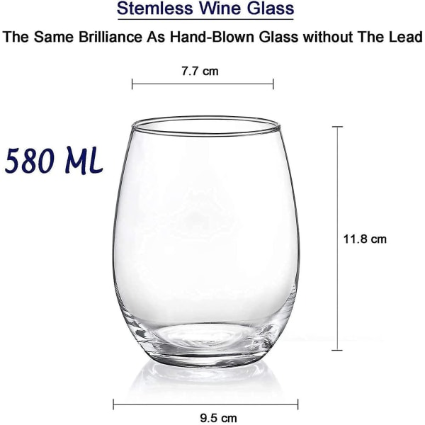 SYDSY 20 unssin särkymättömät lasit, varrettomat viinilasit, 4 kirkasta - set , astianpesukone